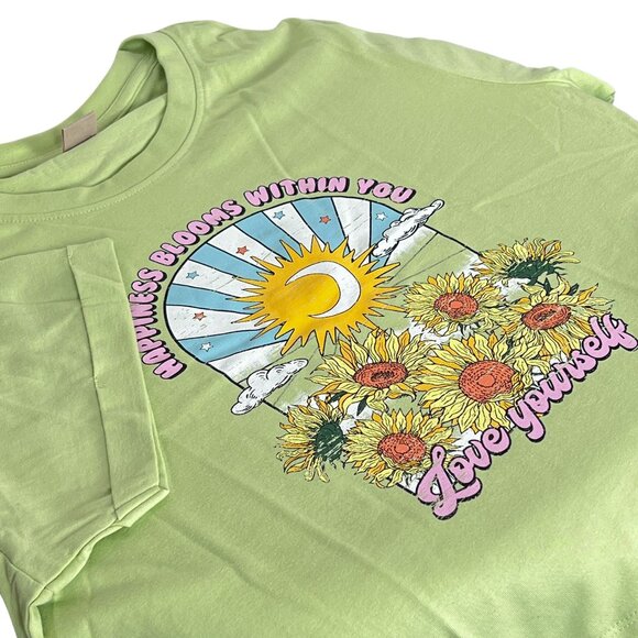 Messy Bun Just Chillin Tops - "Happiness" Cropped Tee Cuffed Sleeves NWT Boho Hippie Coastal Chic 🎉Host Pick🎉